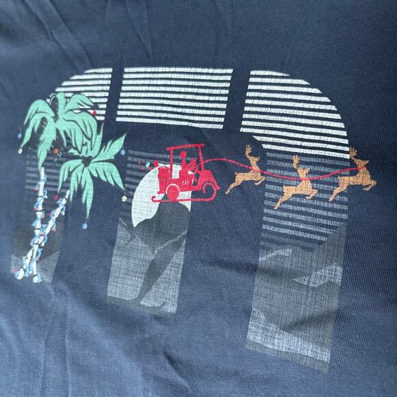 Travis Mathew's Santa Sleigh Christmas Tshirt Navy Men's XXL - Picture 1 of 4